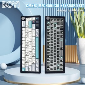 BOYI GMK67-65% kit de teclado, Bluetooth 5.0/2.4G/Tipo-C Tri-Mode inalámbrico RGB teclado mecánico PCB kit de placa de montaje EVA Sound Insulation Mat, kit de teclado personalizado (negro + perilla)