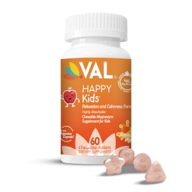 Chewable Magnesium for Kids, Relaxation and Calm Formula, Glycinate, Citrate, Taurate, Vitamin B6, D, C, Natural Apple Flavor, Sugar Free, Gluten Free, Non-GMO, 60 Chewable Tablets