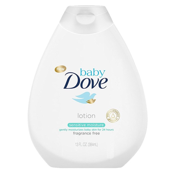Dove Baby Lotion Sensitive Moisture 13 Ounce Fragrance-Free (384ml) (3 Pack)