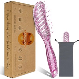 DODAMOUR Curved Vented Brush, Detangling Hair Brush for Blow Drying and Scalp Massage, Compact and Portable with Narrow Form, Suitable for Men and Women (Magenta)