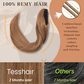 TESSHAIR Claw Clip In Ponytail Extension, 100% Human Hair Ponytail Extension, No Tangle & Smooth, 120g, 20 Inch #Light Brown