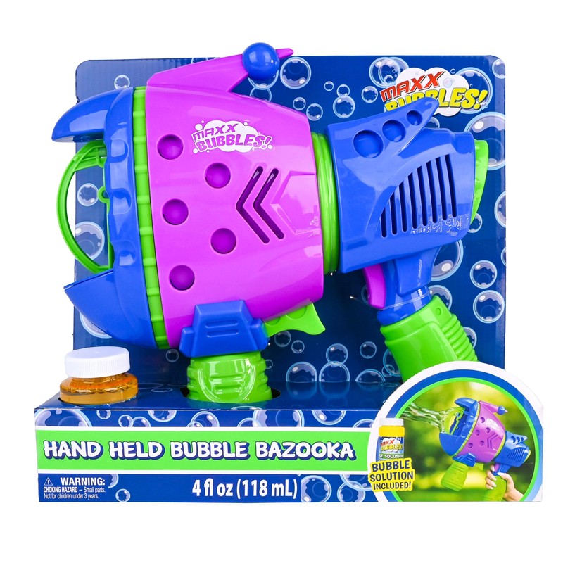 Maxx Bubbles Handheld Bubble Bazooka – 12” Bubble Blaster with
