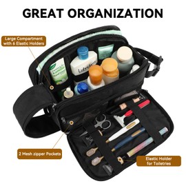 Voova Travel Toiletry Bag for Men Women, Wash Bag for Toiletries, Small Water-Resistant Makeup Shaving Organiser Bag for Traveling Essentials, Bathroom, Cosmetics, Black