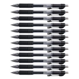 D.RECT - Pack of 12 Gel Pens Automatic Ballpoint Pen with Replaceable Refill Black