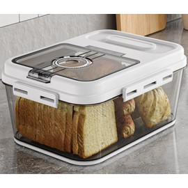 Olimingse Bread Box For Kitchen Countertop, Airtight Bread Storage Container, Time Recording Bread Keeper with Lid,Bread Storage For Homemade Breads, Toast, And Cookies, White Bread Holder.