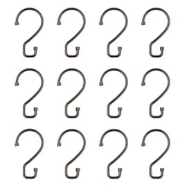 Bath Bliss 12 Pack S-Hook Shower Curtain Rings | Bathroom | Metal S Shaped Hooks | Easy Glide | Easy to Install | Hang Mugs, Pans, Towels | Oil Rubbed Bronze