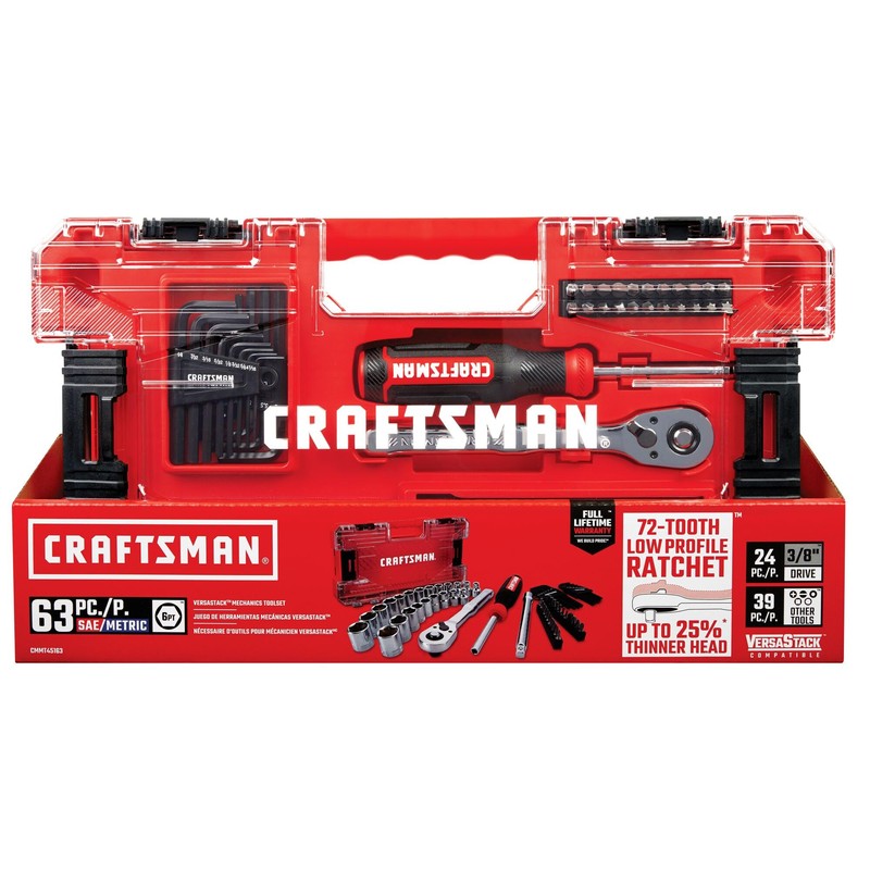 CRAFTSMAN VERSASTACK 63 Piece Mechanics Tool Set with Hard Case,