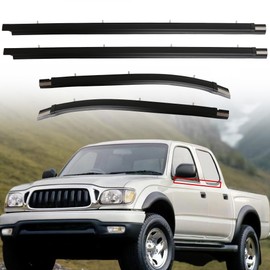 4PCS Outside Door Window Weatherstrip Seal Kit Fit for Toyota Tacoma Double Cab 2000-2004, Outer Weatherstrip Trim Molding Front & Rear OE# 68210-04020, 68160-04020, 68230-04010, 68180-04010