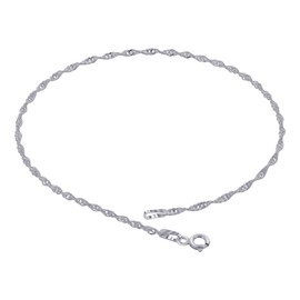 Gem Avenue 925 Sterling Silver 1.5mm Singapore Foot Chain with Spring Ring Clasp 9 Inch Long Anklet for women