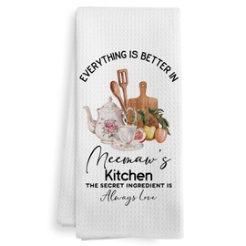 XNXLDYLH Meemaw's Kitchen Towels Gifts, Best Meemaw Gifts for Christmas from Grandson Grandkids Granddaughter, Memaw Gifts, Grandma Meemaw Dish Hand Tea Towels for Bathroom Kitchen, 16x24 Inch