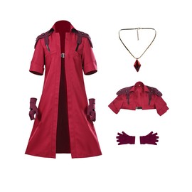 Wolancy Mens Devil May Cry Cosplay Dante Costume Anime DMC 5 Red Retro Trench Coat Demon Jacket Gloves Necklace Outfit (X-Large)