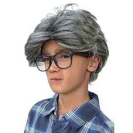 Old Man Wig Child Size Costume Wig Gray Grey Silver Old Person Hair Grandpa Gramps Dad Politician Comic Kids Accessory Ages 5+ Boys and Girls