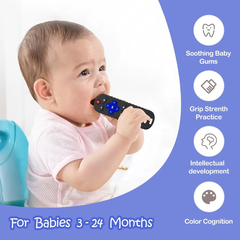 ERSIHUA 3Pcs Silicone Teething Toys, Remote Control Shape Teethers for