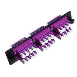 RiteAV LGX Footprint Fiber Optic Cable LC Adapter Patch Panel 12 Ports Loaded w/6 LC Quad (12 LC Duplex Ports) 40Gb Gigabit OM4 Magenta Adapters