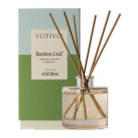 Votivo Bamboo Leaf Signature Reed Diffuser | Scented Home Fragrance Diffuser with Sticks, Reed Oil and Glass Bottle | Decorative Air Freshener for Home Decor | 4 oz