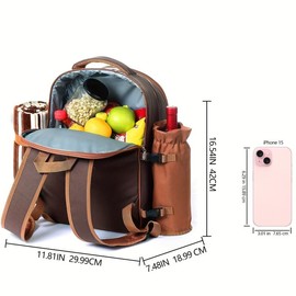 Picnic Backpack Bag for 4 Person with Cooler Compartment, Detachable Bottle/Wine Holder, Fleece Blanket, Plates and Cutlery Set Perfect for Outdoor, Sports, Hiking, Camping, BBQs(Coffee) - Color: blue, Size: 4 people