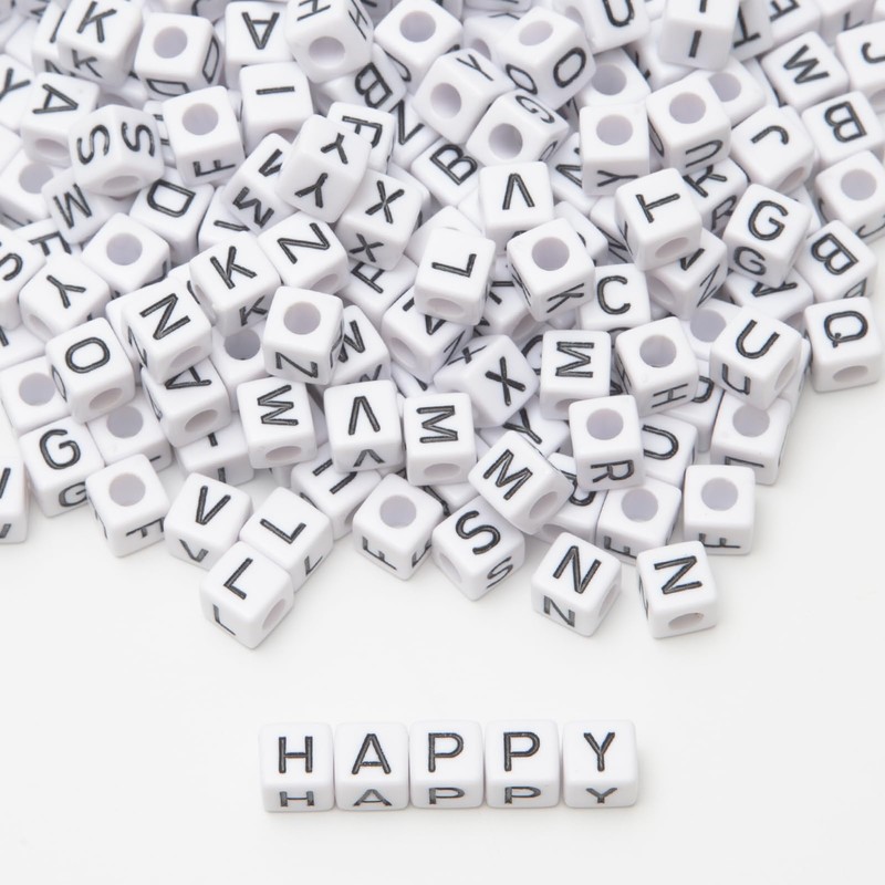 Baiinjiene 300pcs Large Square Letter Beads Acrylic A-Z Big Cube