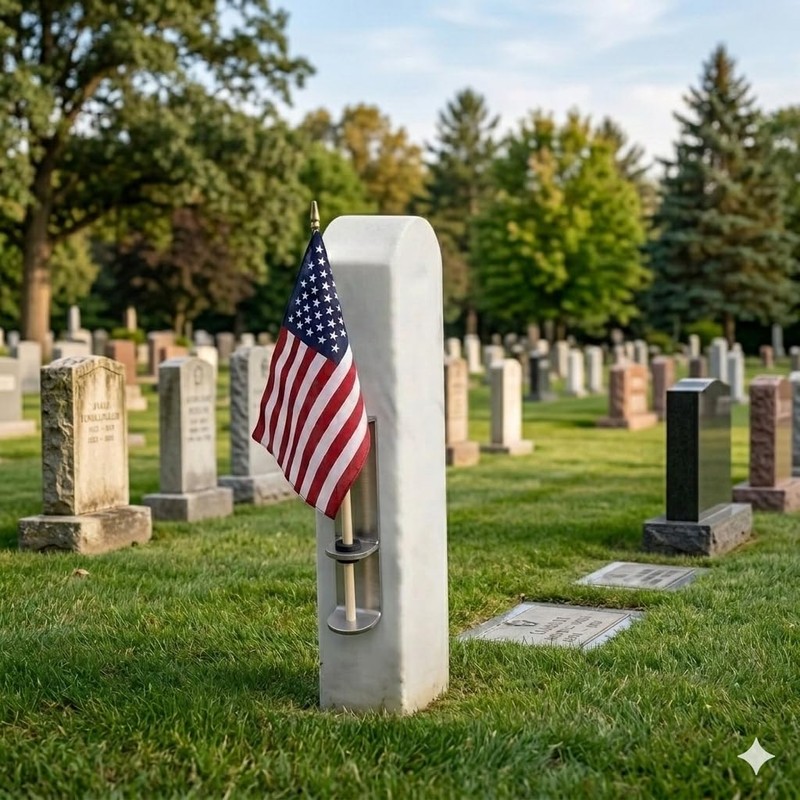 Flag Holder for Gravestones & Memorials, Grave Marker Flag Holder,