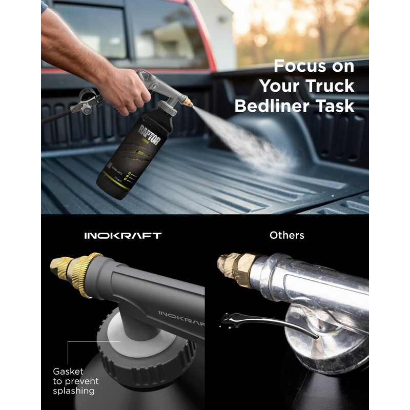 InoKraft Rust Proofing Spray Gun, Bedliner Gun with Adjustable Nozzle