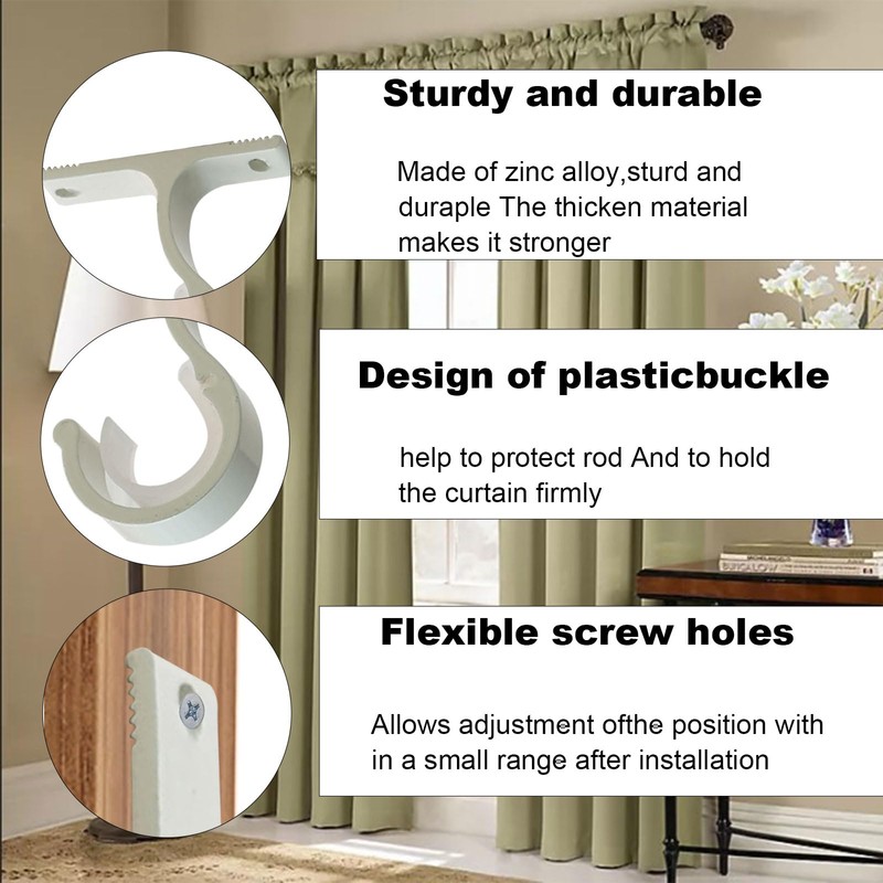 sjjjs 2 Piece Curtain Pole Bracket Set 28mm Diameter Aluminum