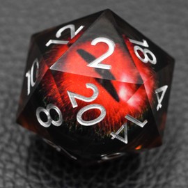 Dungeons and Dragons DND Dice D20, Moving Eyeball Liquid Core Dice Set D&D 33MM Oversized D20 Single Sharp Edge Resin dice with Gift Case, Polyhedral Dice for Role Playing Game