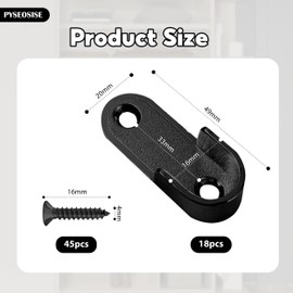 PYSEOSISE Black Closet Rod Bracket, 18 Pack Oval Closet Rod End Supports with Mounting Screws, Zinc Alloy Closet Rod Holders Wardrobe Rod Flange Bracket Closet Rod Support