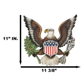 Ebros Gift Patriotic US United States Old Faithful American Great Seal Bald Eagle With Olive Branch And 13 Arrows Wall Decor Plaque 11" High Military Honor Valor and Bravery Memorial Accent