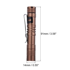 PATIKIL Mini Flashlight with Clip, Ultra Lightweight Small LED Penlight, Perfect for Camping and Hiking, Brown