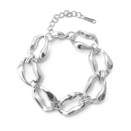 Jemjosh Silver Stainless Steel Bracelets for Women Trendy, Textured Rolo Chain Bracelet Trendy Minimalist Dainty Adjustable Link Chain Gifts