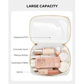 Vorey Large Clear Makeup Bag for Women, Portable Travel Makeup Bag Organizer Waterproof Toiletry Bag Cute Makeup Bags Cosmetic Bag Makeup Pouch, White