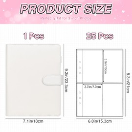 A5 Kpop Photocard Binder, 6 Ring Binder Album with 200 Card Slots, PU Leather Binder Cover with Magnetic Buckle Closure for Organizing Trading Cards - White