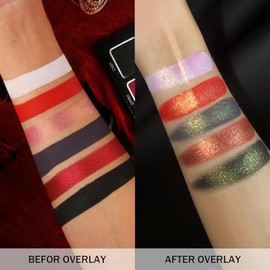 La Catrina Paleta de Sombra de Ojos Roja Negra, Paleta de Sombras de Ojos Ahumadas Góticas Altamente Pigmentadas, Color Rojo Verdadero Blanco, Gris Oscuro, Gótico, Ahumado, 6 Colores, Brillo Mate, Bur