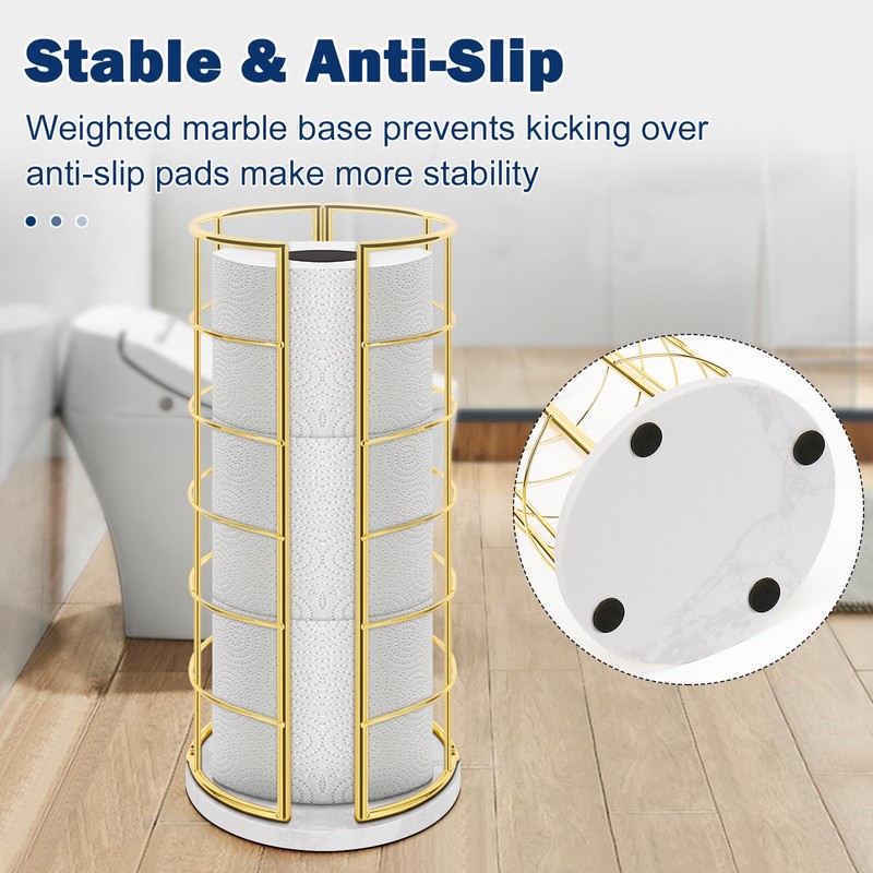 NearMoon Toilet Paper Organizer Stand, Free Standing 3 Rolls Tissue