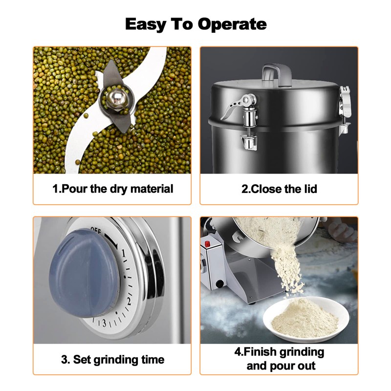 ExGizmo Electric Grain Grinder 800g,Swing Type Grain Mill Grinder 3000W,110V
