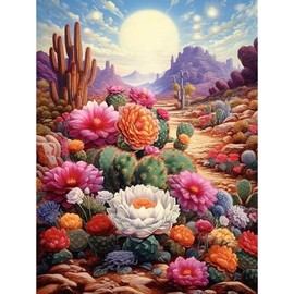 Huacan Diamond Painting für Erwachsene, Landschaftssets, Diamant-Malerei-Set, Blumen, runder Bohrer, komplette Diamanten, Kaktus, Malerei für Innendekoration, Größe der Leinwand 30 x 40 cm