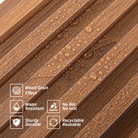 Art3dwallpanels 8 Pack Wood Slat Wall Paneling, 104'' x 6.7'' WPC Soundproof 3D Wall Panels for Interior Wall Decor, Fluted Textured Panel Wall Slats, Teak