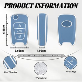 TOOMUME Key Case TPU Car Key Case Fits Hyundai i10 i20 i30 i40 ix20 ix30 ix35 Elantra Avante Kia Sportage Rio Ceed Picanto, Key Cover Protection Key Case - Flip Key