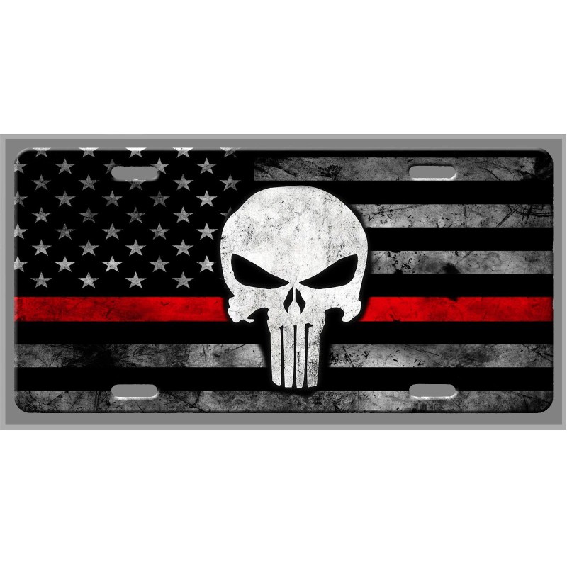 Thin Red Line Fireman Fire Fighter Car Vanity Tag -