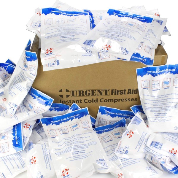 Case of 50 Large Instant Cold Packs, 6" x 9" - Disposable Cold Compresses - No pre-Chilling Required for Quick, Effective First aid Treatment & Relief of Aches, Pains, Bumps & Bruises