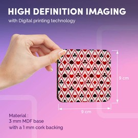 Destination Vinyl ltd Great Coasters (Set of 4) Square - Playing Cards Hearts Spades Drink Glossy Coasters/Tabletop Protection for Any Table Type #3724