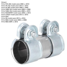 Exhaust Clamp Exhaust Pipe Clamp, 38 x 90 mm Exhaust Pipe Clamp Durable Car Connection Exhaust Sleeve Coupling for Seat 8Z0253141 Replacement
