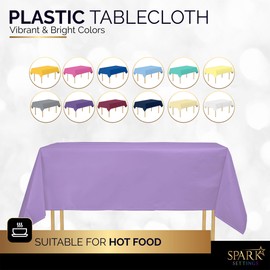 Amcrate Lavender Plastic Tablecloth Disposable, Premium Tablecloths for Rectangle Tables 54 inch. x 108 inch. Fits Tables Up to 8 Feet, Plastic Table Cloth for Party, Wedding, Holidays