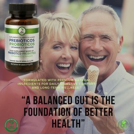 Prebiotic & Probiotic Supplement – 60 Tablets – Gut Health & Digestive Enzymes – Lactobacillus, Bifidobacterium, Agave Inulin, Papaya, Ginger & Vitamin C – 30-Day Supply - Probioticos