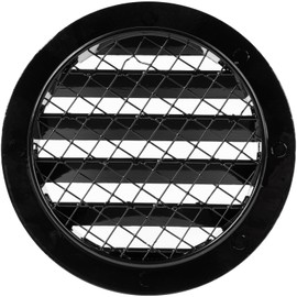 5 Inch / 125 mm Black Vent Cover - Aluminum - Industrial Round Air Vent Louver - Metal Soffit Vent with Screen - Mesh - Round Vent Grille for House Or Garage Wall (5" Inch, Black)