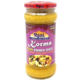 Rani Korma Curry Vegan Simmer Sauce (Rich Coconut, Onion, Garlic & Spices) 14oz (400g) Glass Jar ~ Easy to Use | Vegan | No Colors | All Natural | NON-GMO | Gluten Free | Indian Origin