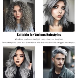2 Pack Gray Temporary Hair Color Wax, Hair Color Wax for Kids & Adults, Color Hairstyle Cream - Gray, Instant Hairstyle Mud Cream for Party, Cosplay, festival