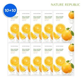 Nature Republic 10+10 Real Nature Mask Pack (Orange 20 sheets) / 네이처리퍼블릭  10+10 리얼 네이처 마스크팩 (오렌지 20매)