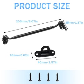 Yosawo Pack of 2 Black Storm Hooks, Stainless Steel Cabin Hooks, Viewing Hooks, Sliding Door Handle for Sliding Door Windows, Windows, Garden House (Black-8)