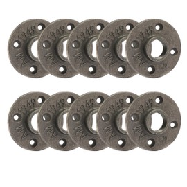 3/4" Heavy Duty Floor Flange, Home TZH 10 Pack Malleable iron Pipe Flange for Industrial vintage style, Flanges with Threaded Hole for DIY Project/Furniture/Shelving Decoration(3/4", 10)