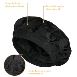 (Hair Treat Cap) - Deep Conditioning Hair Treatment Cap, Cordless Microwavable Heat Hat for Steaming Hair Styling Cap Heat Therapy & Thermal Spa Hair Steamer Gel Cap - Black